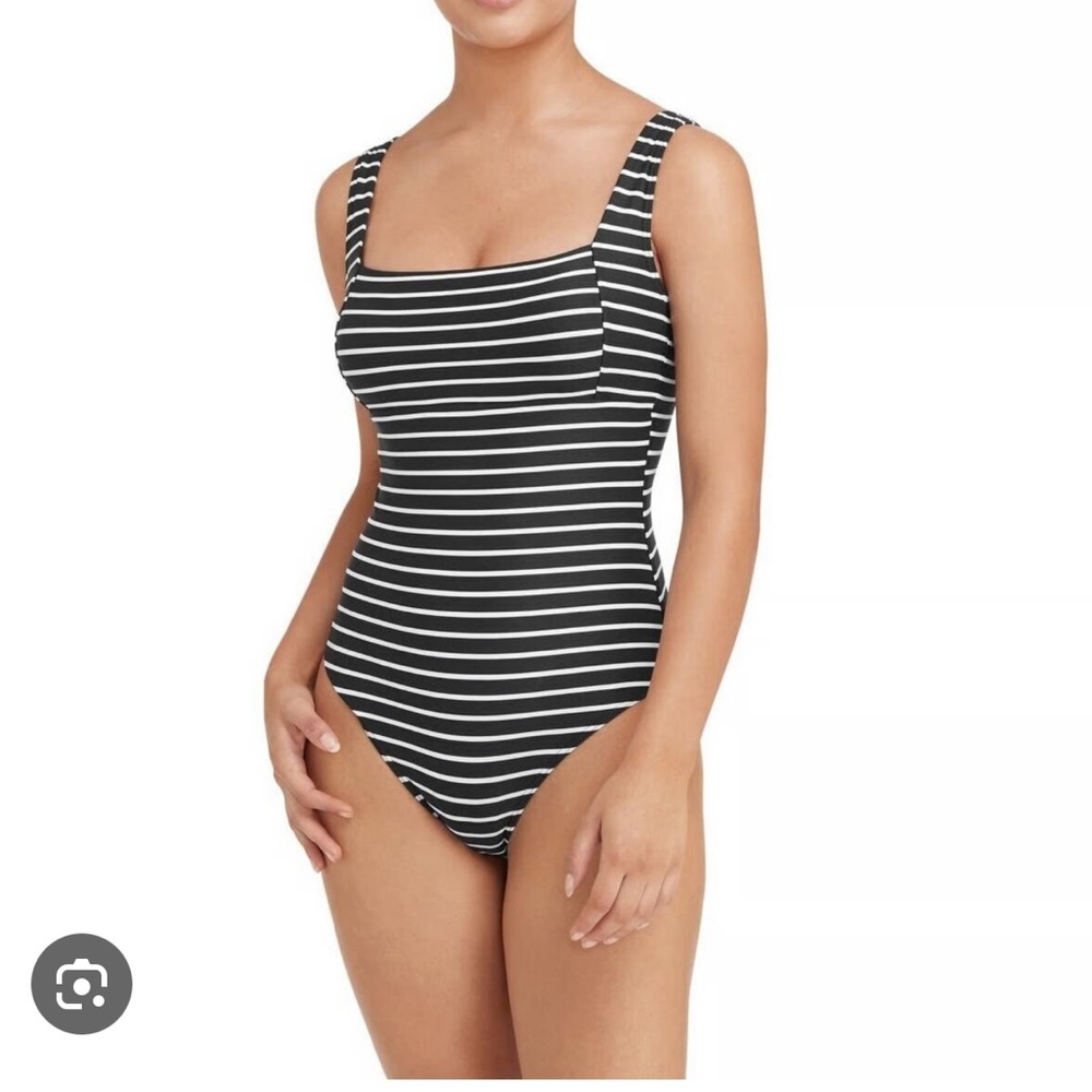 Striped Black and White One Piece Swimsuit